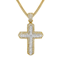 Thumbnail for 14k Yellow Gold Diamond Baguette Cross 2.59 Ctw