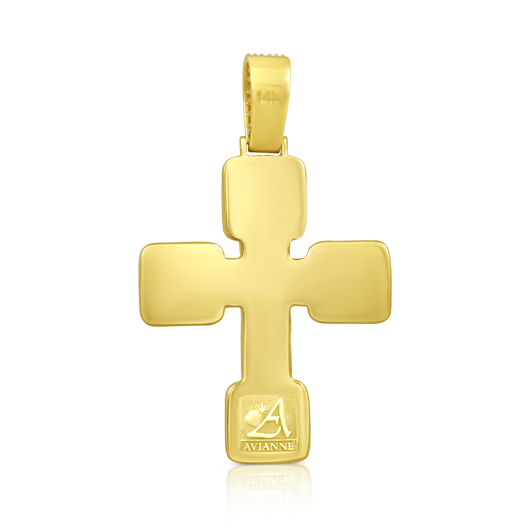 14k Yellow Gold Diamond Baguette Cross 5.65 Ctw