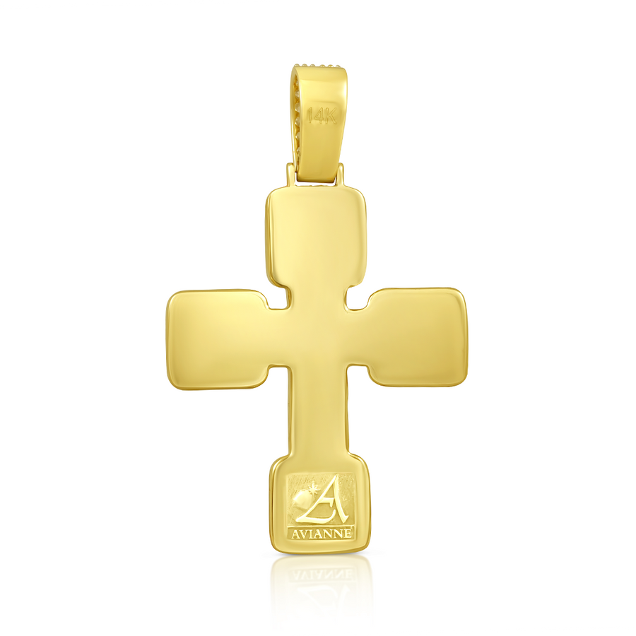 14k Yellow Gold Diamond Baguette Cross 5.65 Ctw