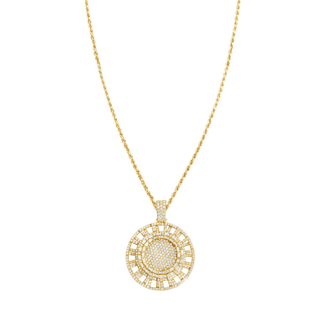 Yelllow Diamond Baguette Pendant in 14k Yellow Gold 5.30 Ctw