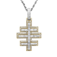 Thumbnail for 14k White Gold Diamond Baguette Triple Cross 8.56 Ctw