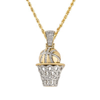 Thumbnail for Yellow Diamond Basketball Hoop Pendant in 10k Two Tone Gold 0.60 Ctw
