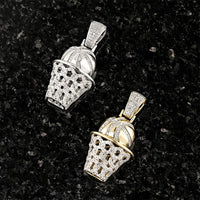 Thumbnail for Yellow Diamond Basketball Hoop Pendant in 10k Two Tone Gold 0.60 Ctw