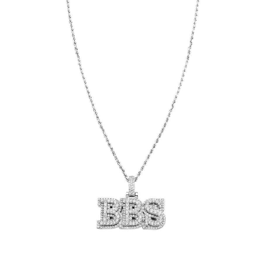 White Diamond BBS Pendant in 14k White Gold 6 CTW