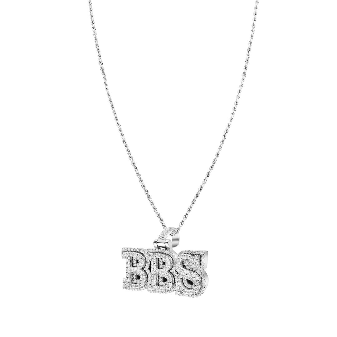 White Diamond BBS Pendant in 14k White Gold 6 CTW