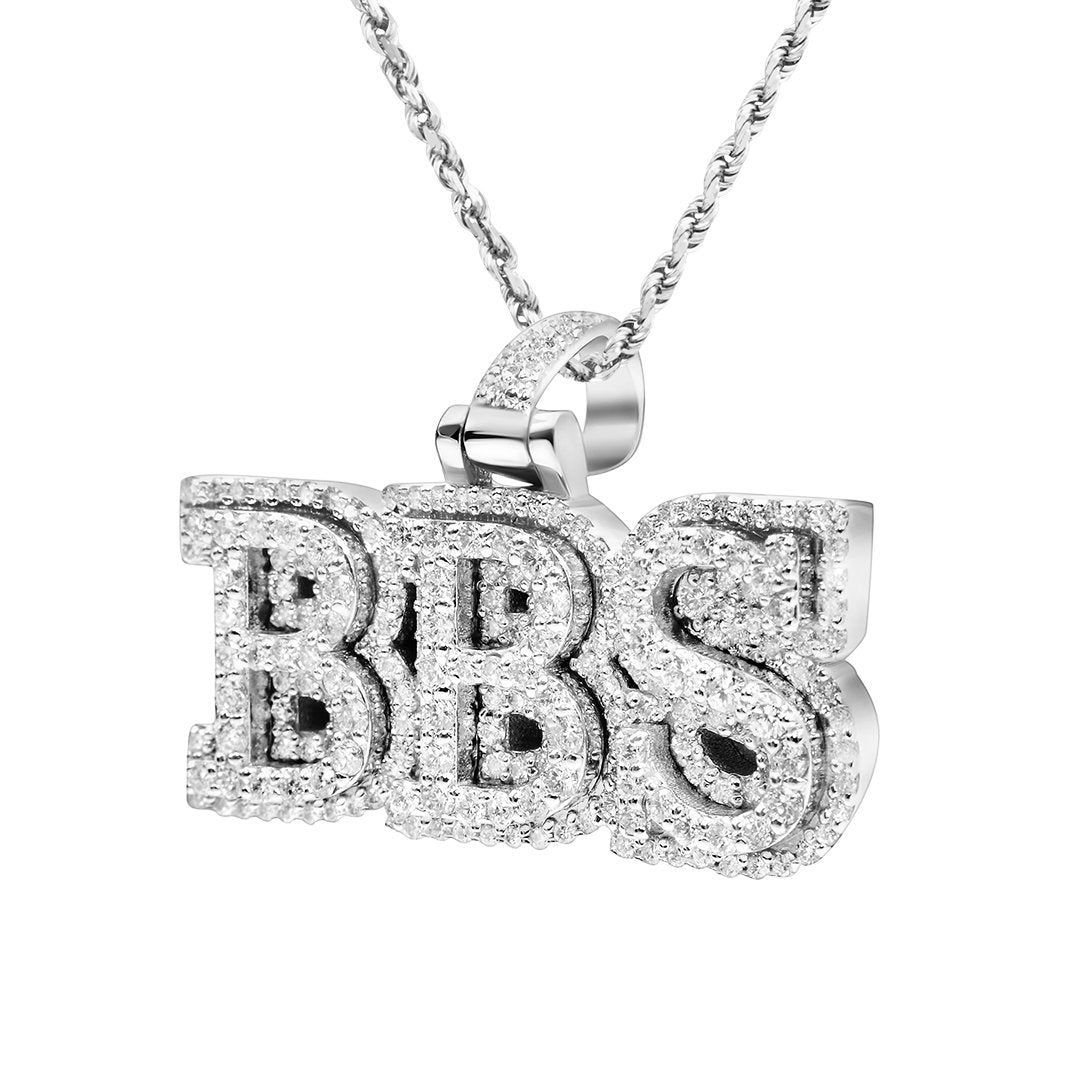 White Diamond BBS Pendant in 14k White Gold 6 CTW