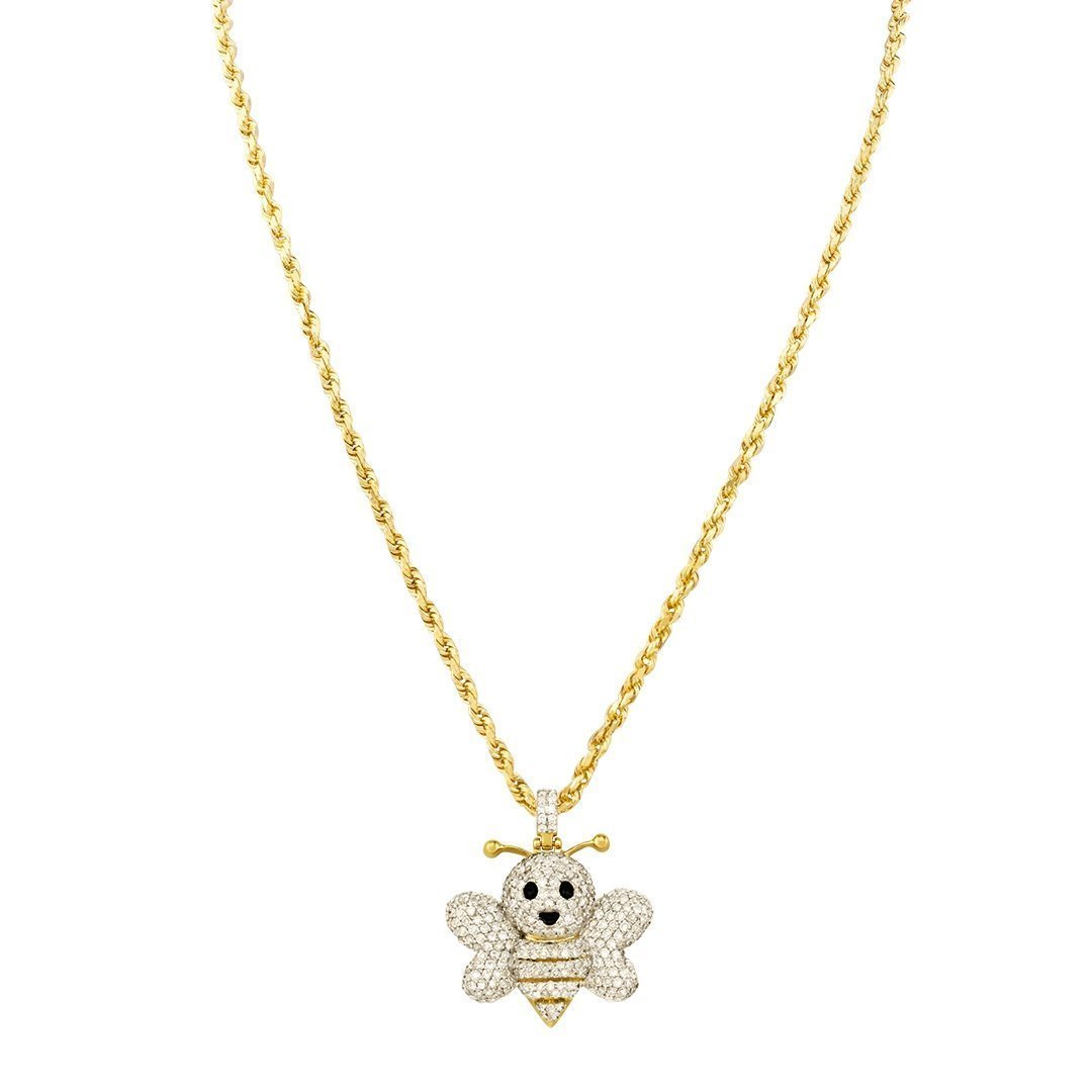 Yellow Diamond Bee Pendant in 10k Yellow Gold 1.23 Ctw