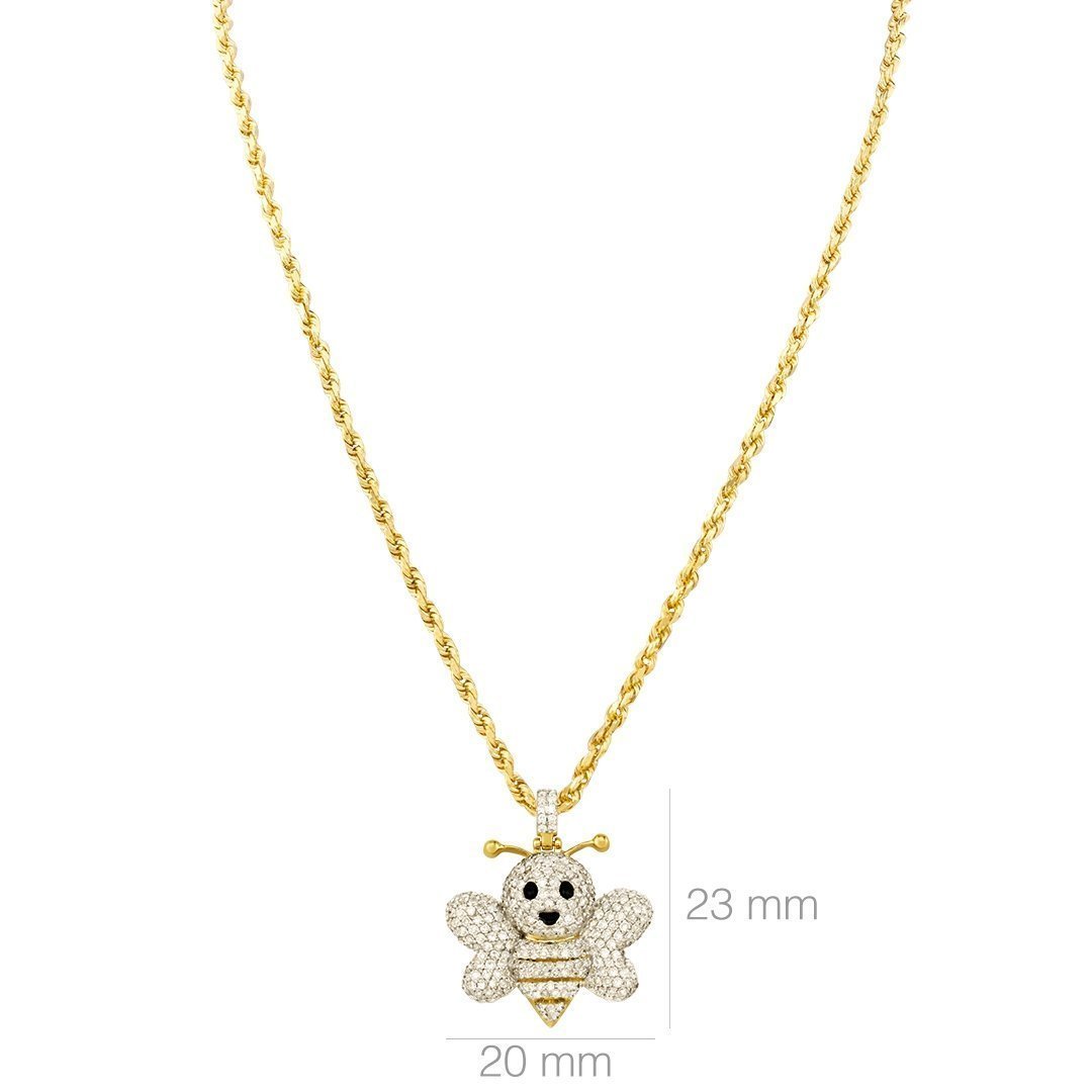 Yellow Diamond Bee Pendant in 10k Yellow Gold 1.23 Ctw