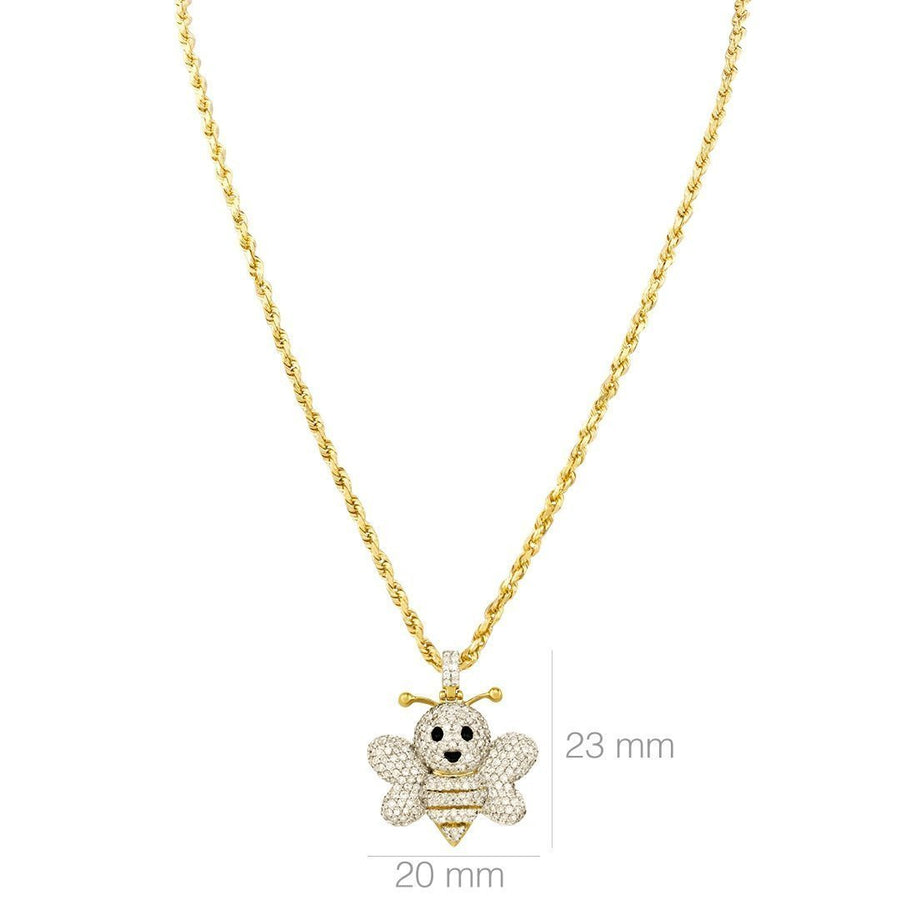 Yellow Diamond Bee Pendant in 10k Yellow Gold 1.23 Ctw