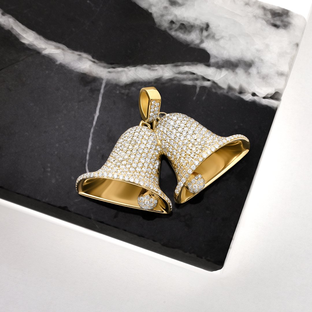 Yellow Diamond Bell Pendant in 14k Yellow Gold 11 Ctw