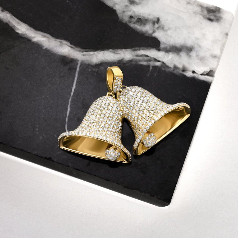 Yellow Diamond Bell Pendant in 14k Yellow Gold 11 Ctw