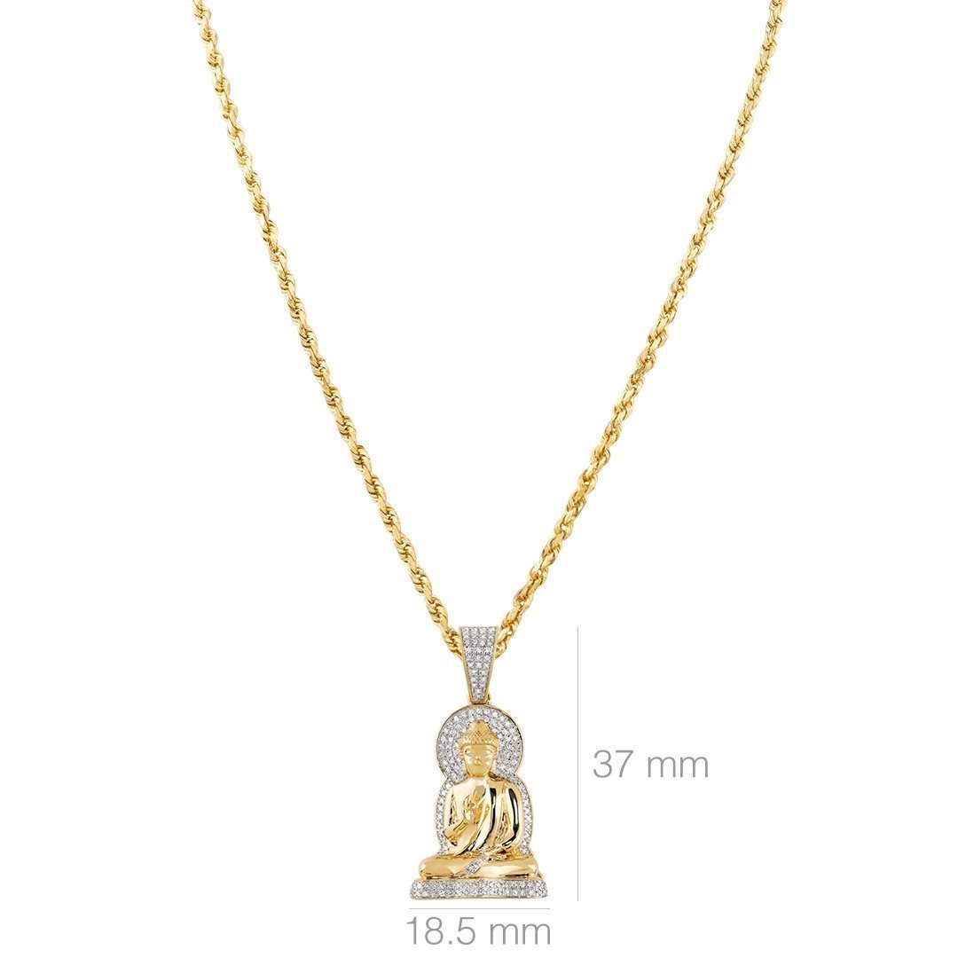 Diamond Buddha Pendant in 10k Two Tone Gold 0.50 Ctw