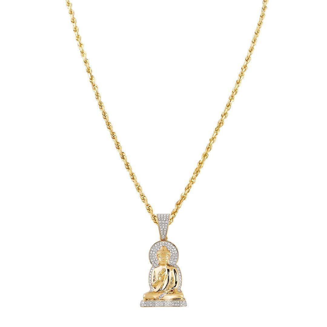 Diamond Buddha Pendant in 10k Two Tone Gold 0.50 Ctw