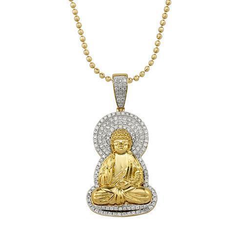 Yellow Diamond Buddha Pendant in 10k Yellow Gold 1.25 Ctw