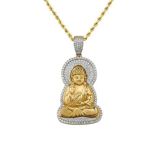 Gold diamond buddha pendant discount