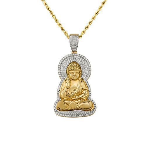 Diamond Buddha Pendant in 10k Yellow Gold 1.75 Ctw