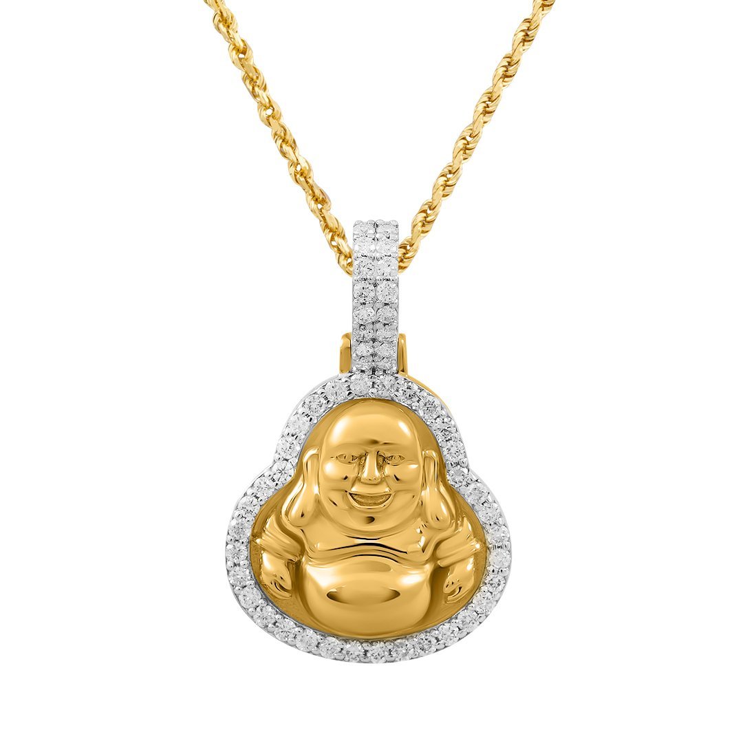 10k Yellow Gold Diamond Buddha Pendant 0.61 Ctw