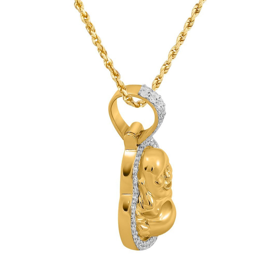 Colgante de Buda con diamantes en oro amarillo de 10 k (0,61 quilates) 