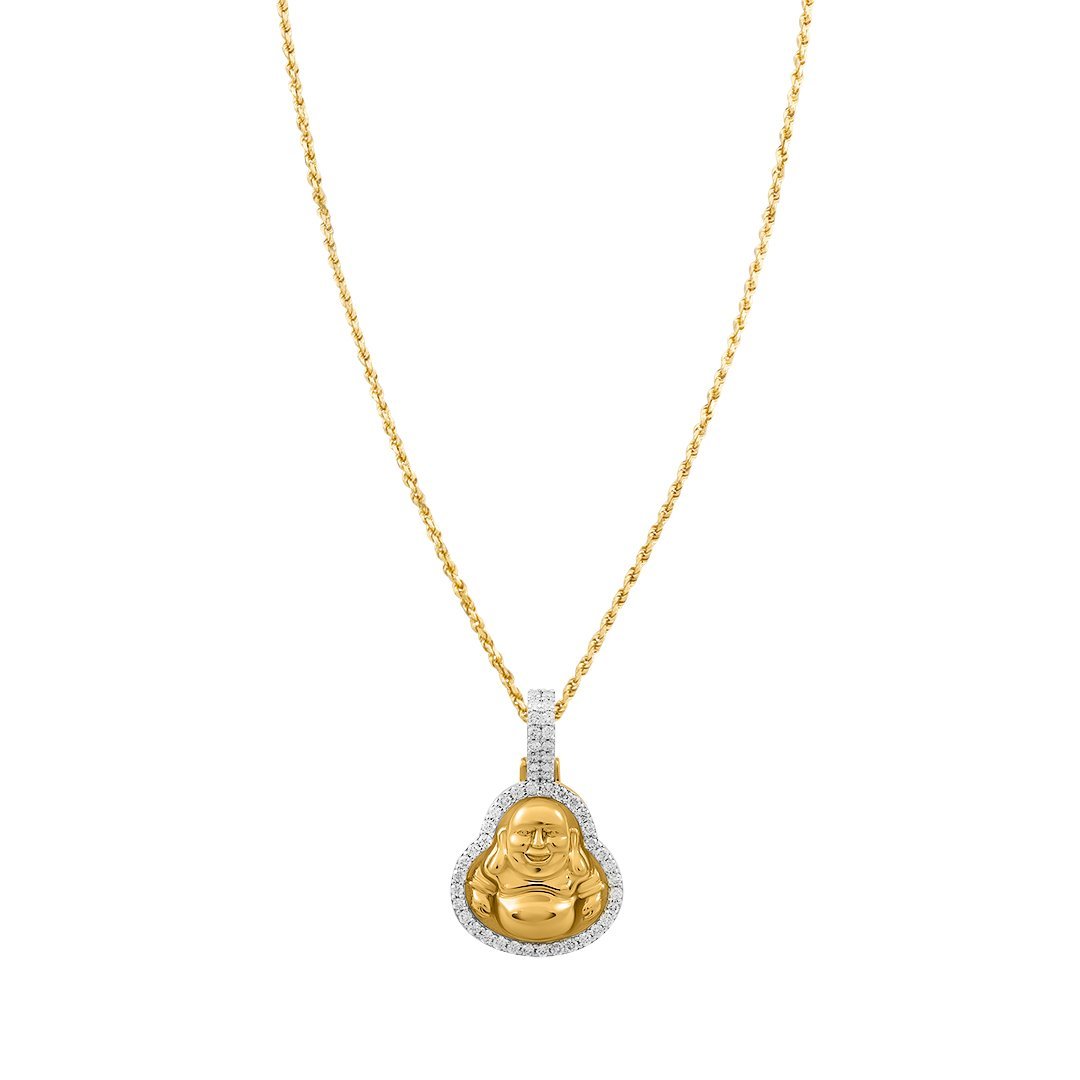 10k Yellow Gold Diamond Buddha Pendant 0.61 Ctw