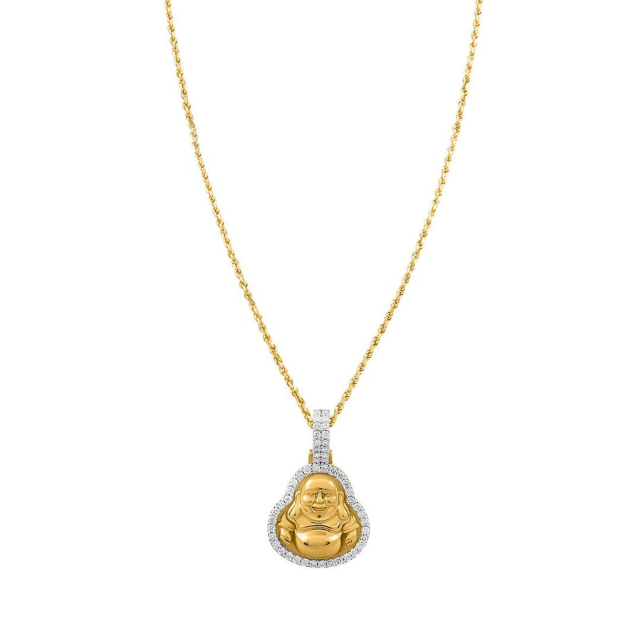 Colgante de Buda con diamantes en oro amarillo de 10 k (0,61 quilates) 