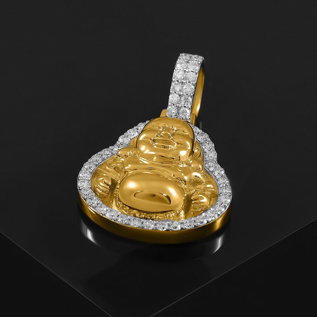 10k Yellow Gold Diamond Buddha Pendant 0.61 Ctw