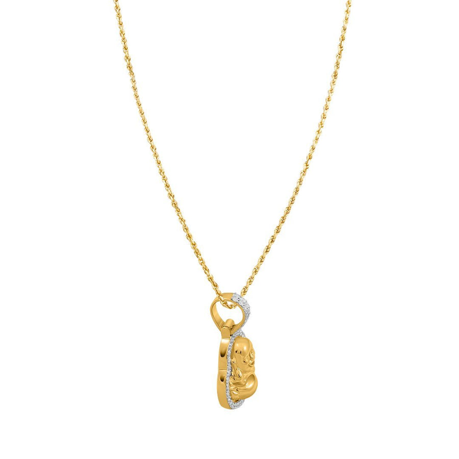Colgante de Buda con diamantes en oro amarillo de 10 k (0,61 quilates) 