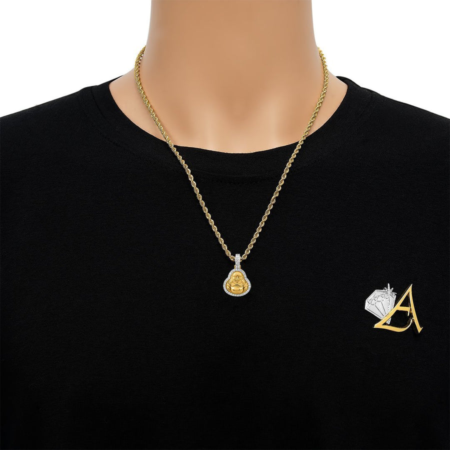 Colgante de Buda con diamantes en oro amarillo de 10 k (0,61 quilates) 