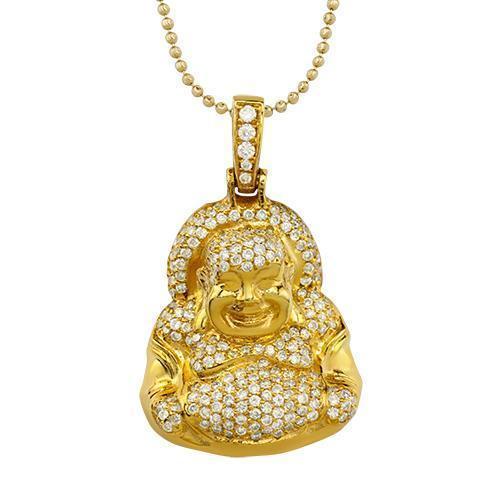 Diamond Buddha Pendant in 14k Yellow Gold 1.65 Ctw