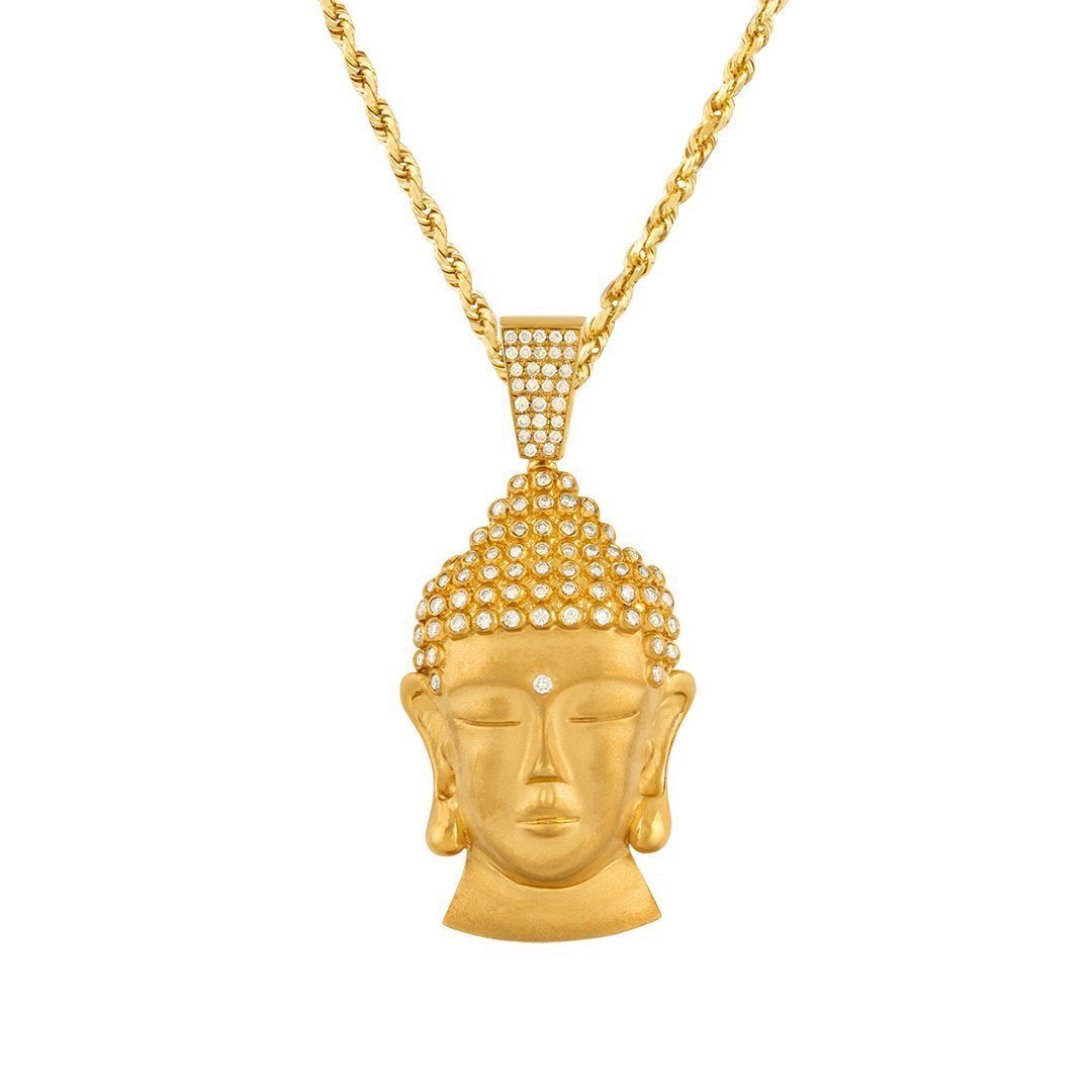 Diamond Buddha Pendant in 14k Yellow Gold 3 Ctw