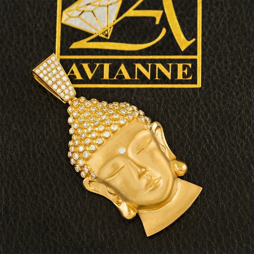 Diamond Buddha Pendant in 14k Yellow Gold 3 Ctw