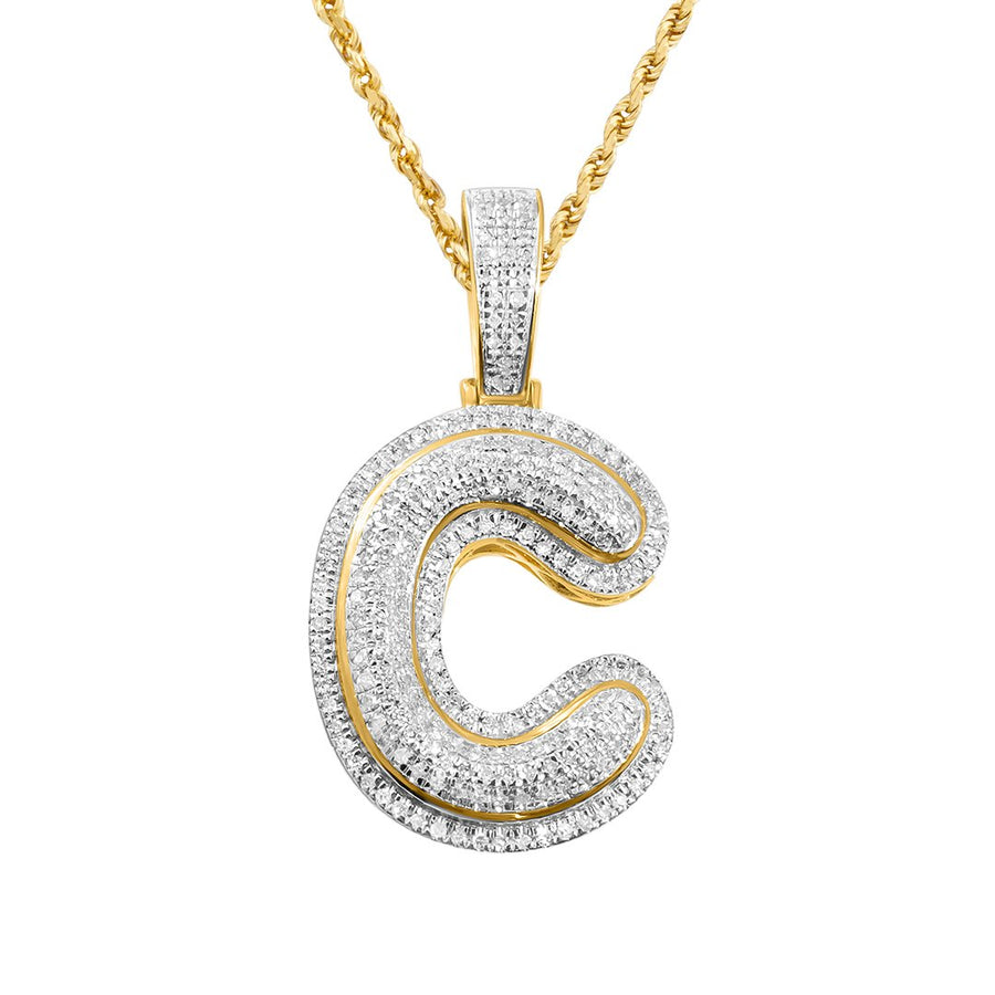 Yellow Diamond C Pendant in 10k Yellow Gold .32 Ctw