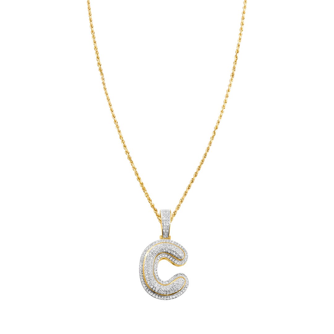 Yellow Diamond C Pendant in 10k Yellow Gold .32 Ctw