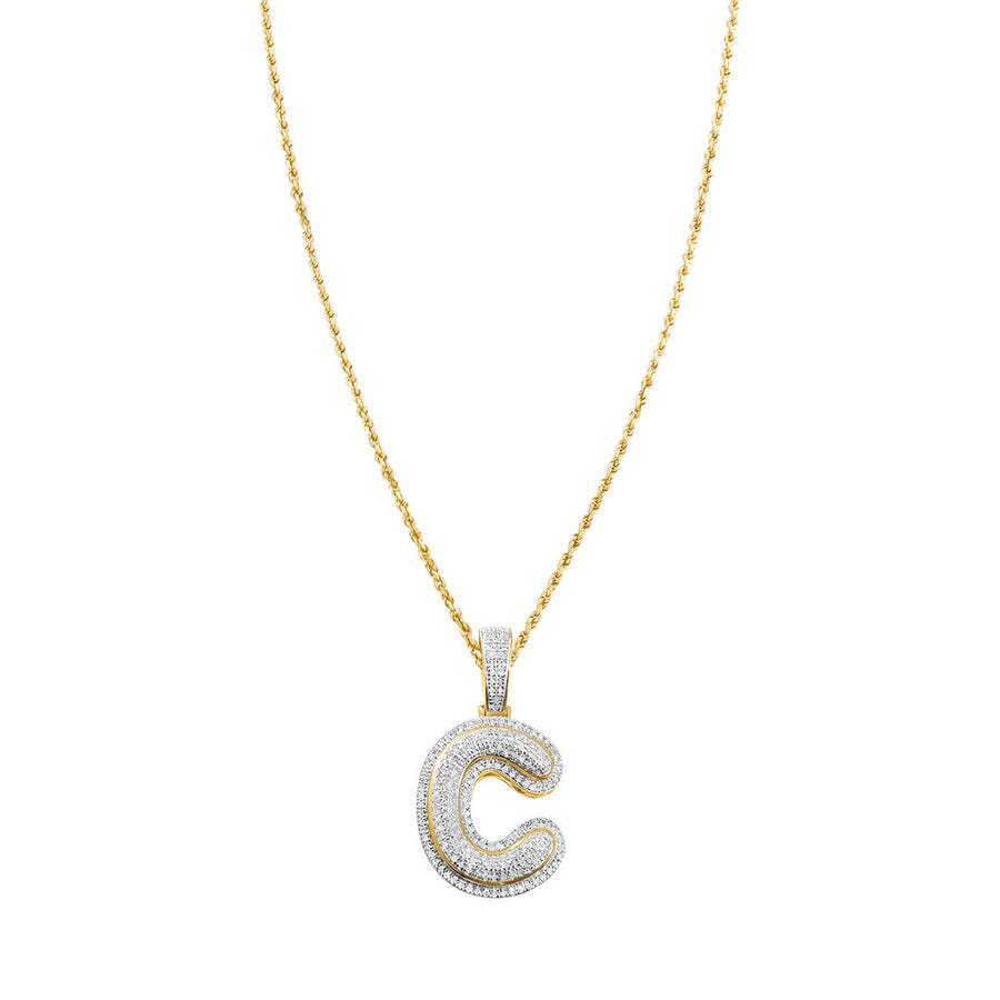 Yellow Diamond C Pendant in 10k Yellow Gold .32 Ctw