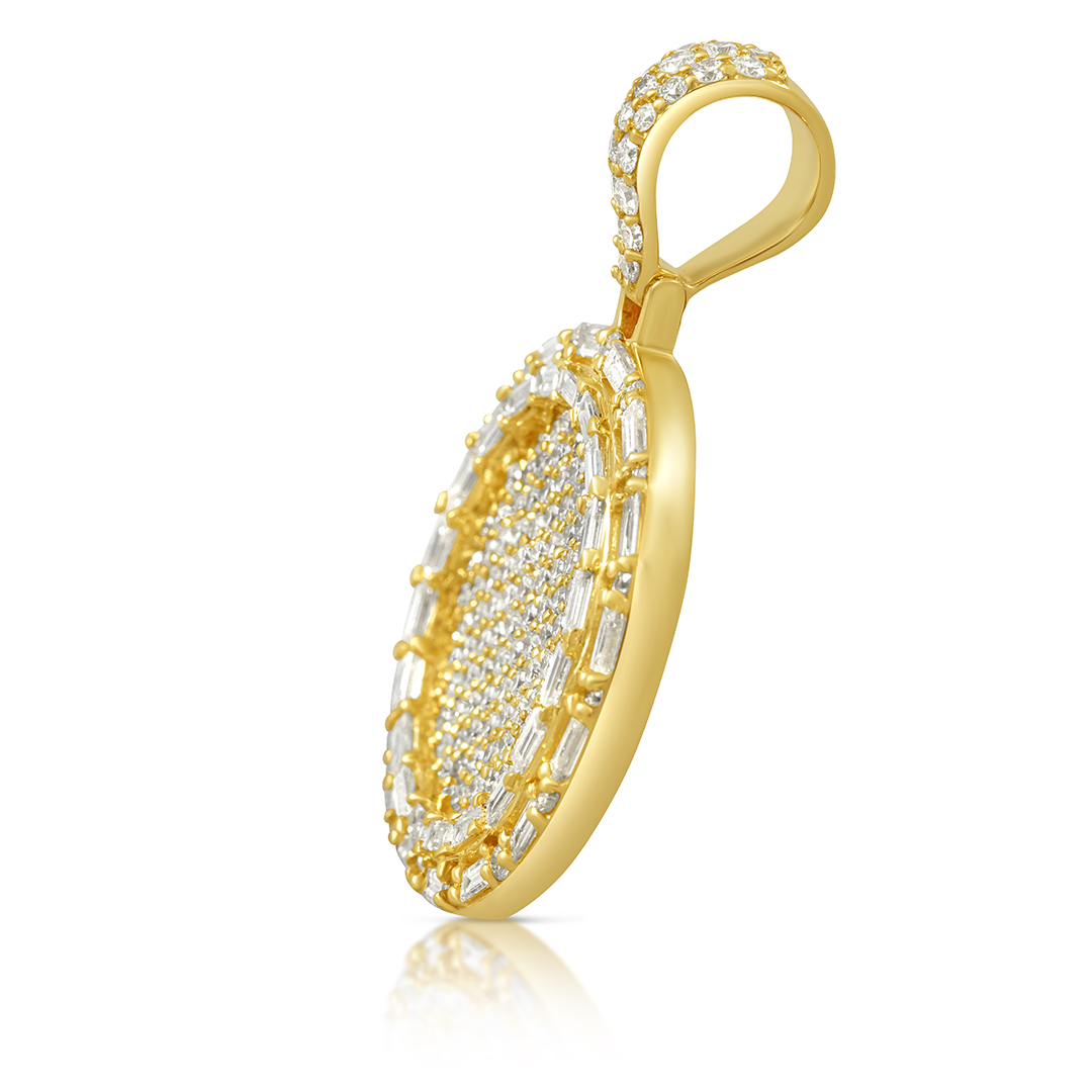 14k Yellow Gold Diamond Circle Pendant 3.14 Ctw