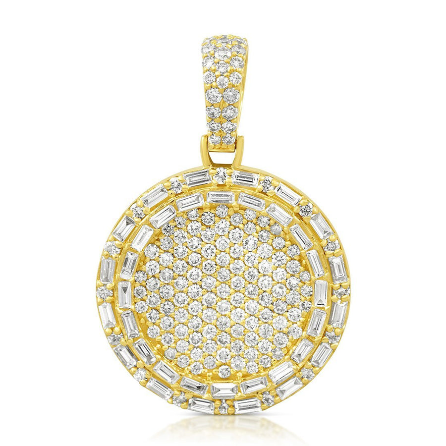 14k Yellow Gold Diamond Circle Pendant 3.14 Ctw