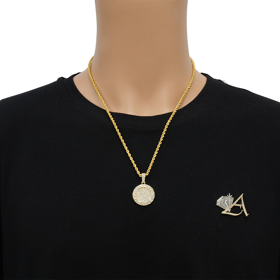 14k Yellow Gold Diamond Circle Pendant 3.14 Ctw