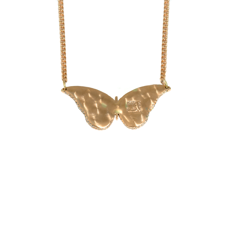 Rose Diamond Coileray Butterfly Pendant in 14k Gold