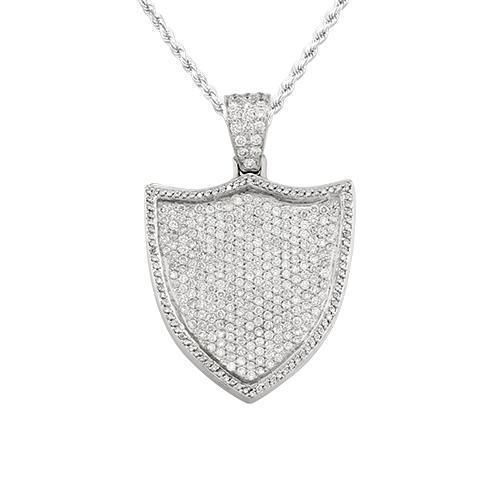 Diamond Crest Pendant in 14k White Gold 5 Ctw
