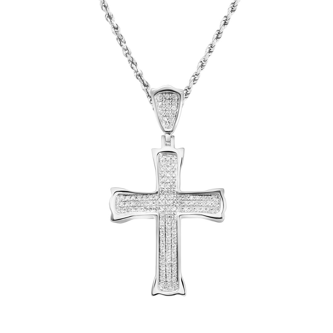 White Diamond Cross in 10k White Gold 2 Ctw