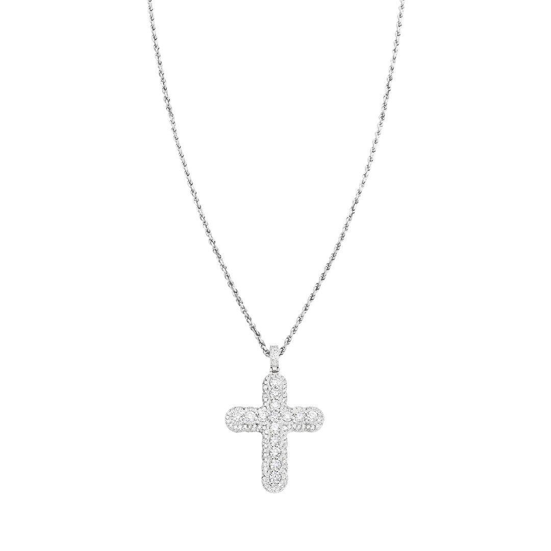 White Diamond Cross in 14k White Gold 13.7 Ctw