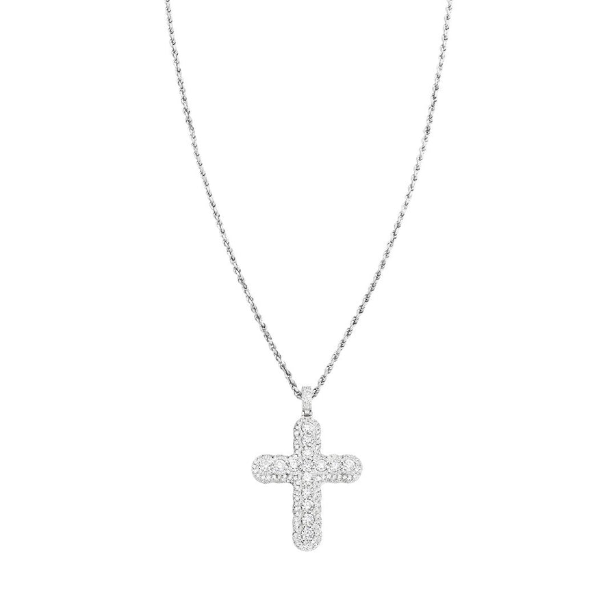 White Diamond Cross in 14k White Gold 13.7 Ctw