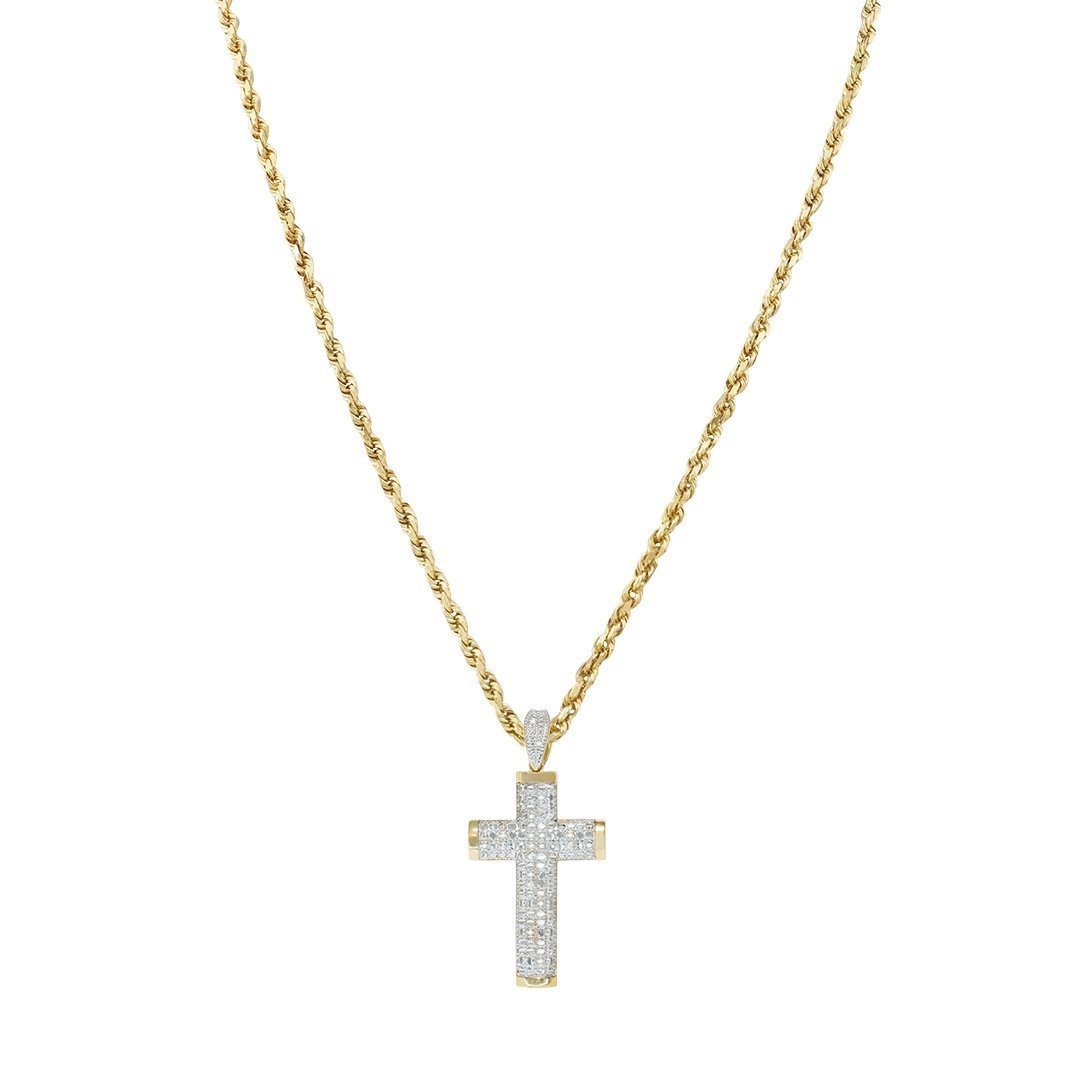Yellow Diamond Cross Pendant 10k Yellow Gold 0.20 Ctw