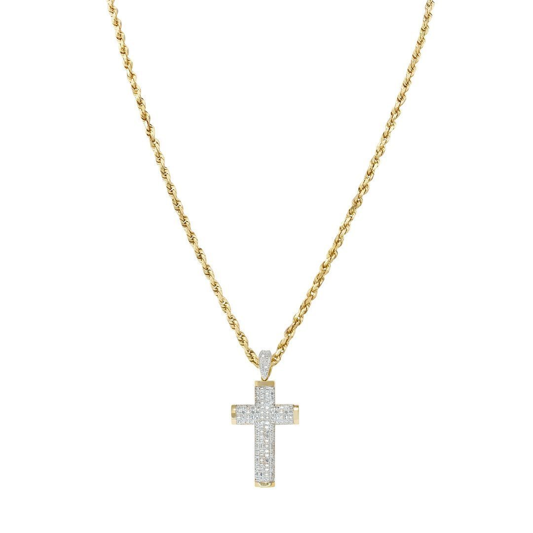 Yellow Diamond Cross Pendant 10k Yellow Gold 0.20 Ctw