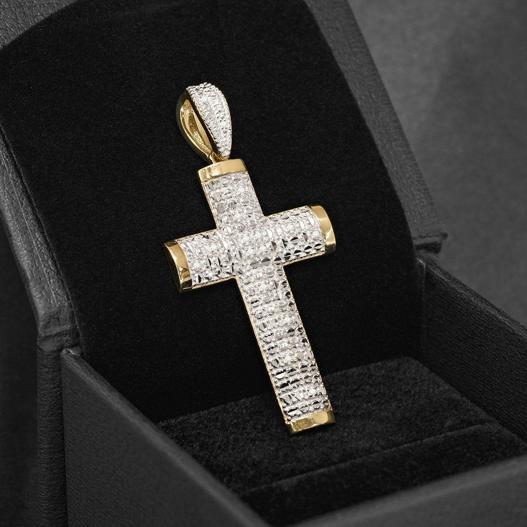 Yellow Diamond Cross Pendant 10k Yellow Gold 0.20 Ctw