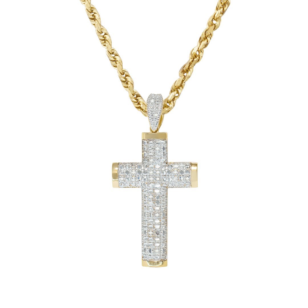 Yellow Diamond Cross Pendant 10k Yellow Gold 0.20 Ctw