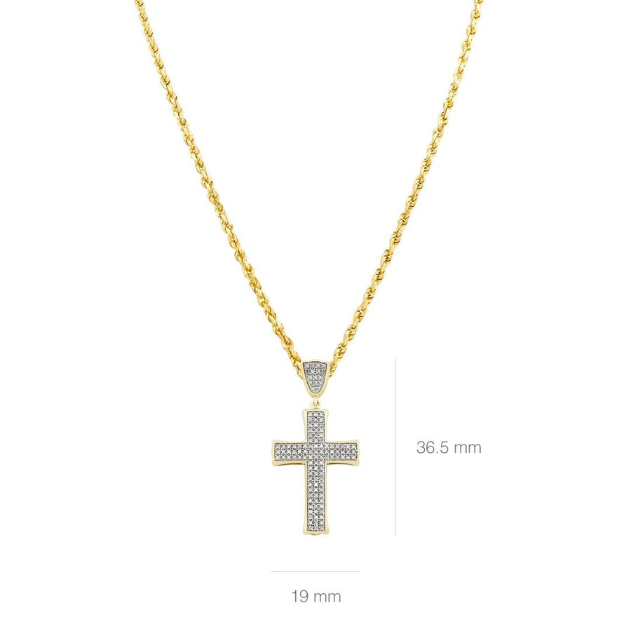 Diamond Cross Pendant 10k Yellow Gold 0.34 Ctw