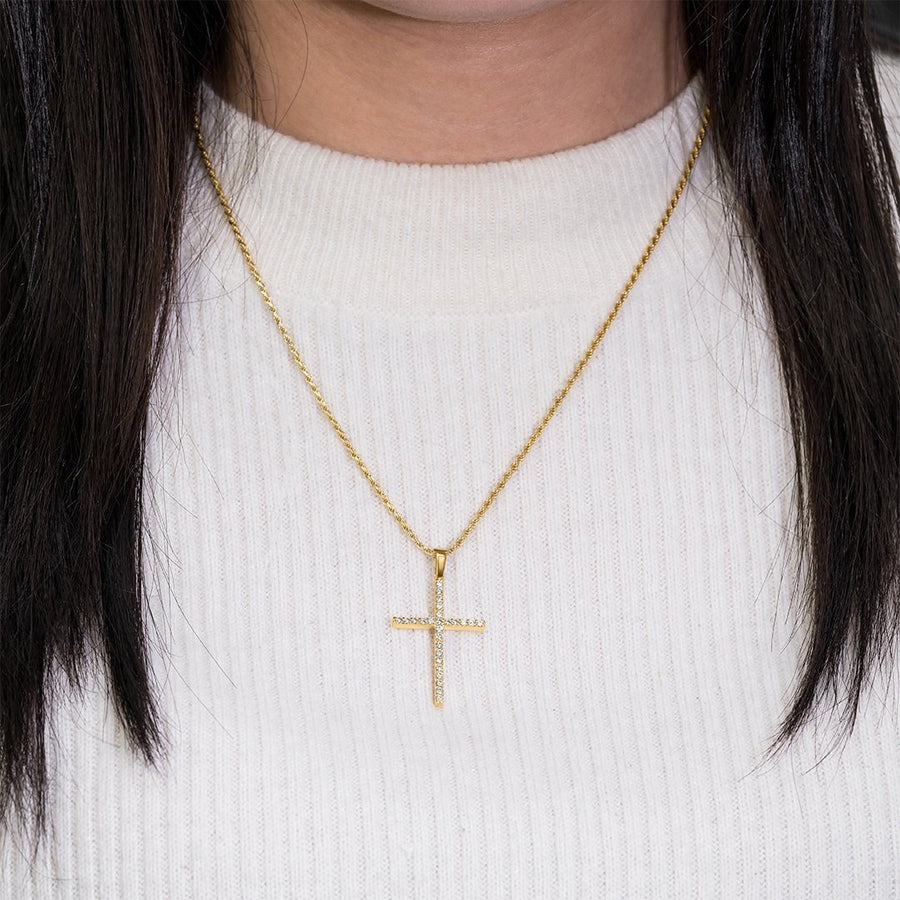 Diamond Cross Pendant 14k Yellow Gold 0.75 Ctw