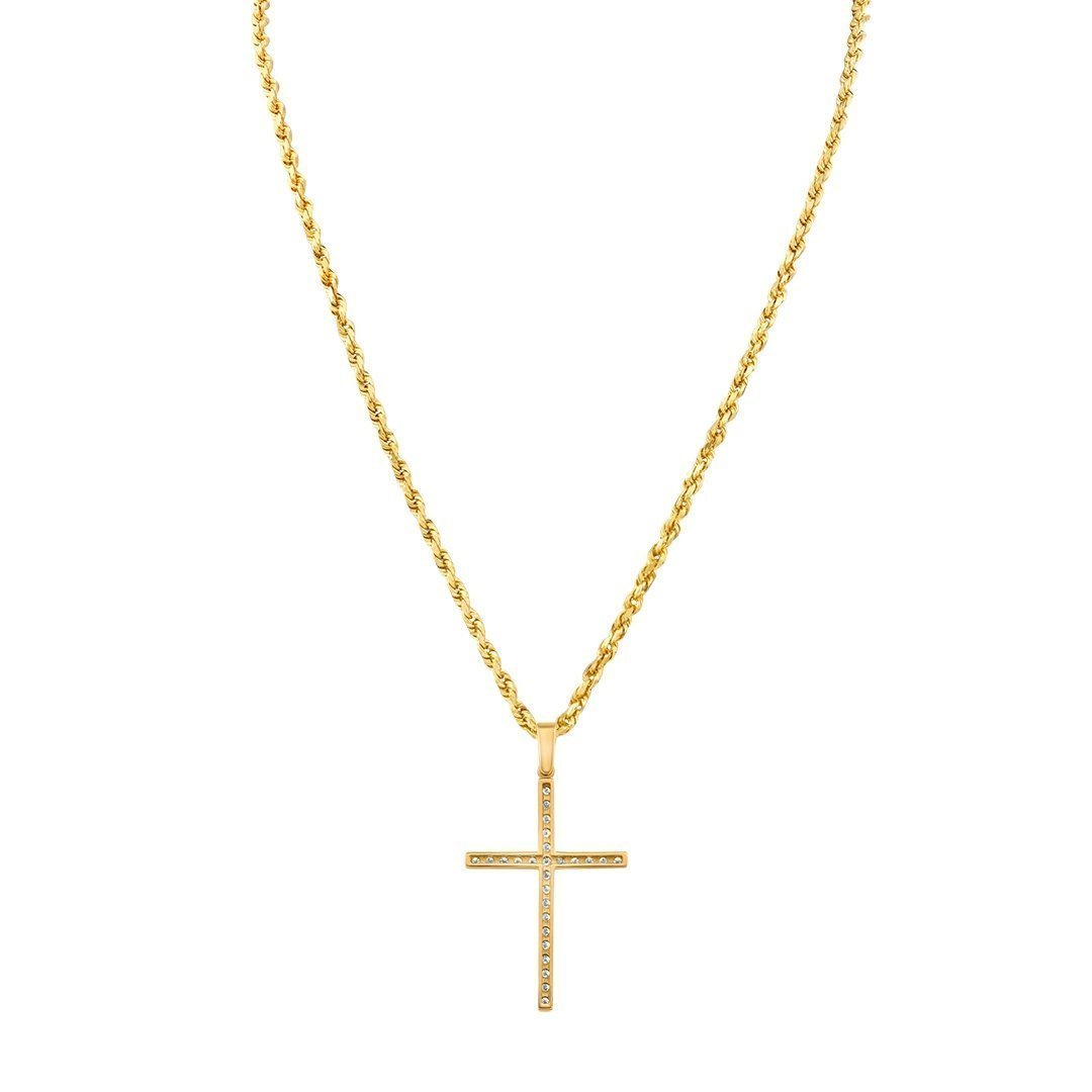 Diamond Cross Pendant 14k Yellow Gold 0.75 Ctw