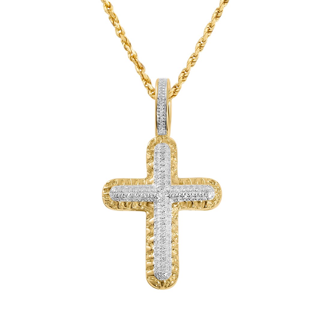 10k Gold Diamond Cross Pendant 0.24 Ctw – Avianne Jewelers