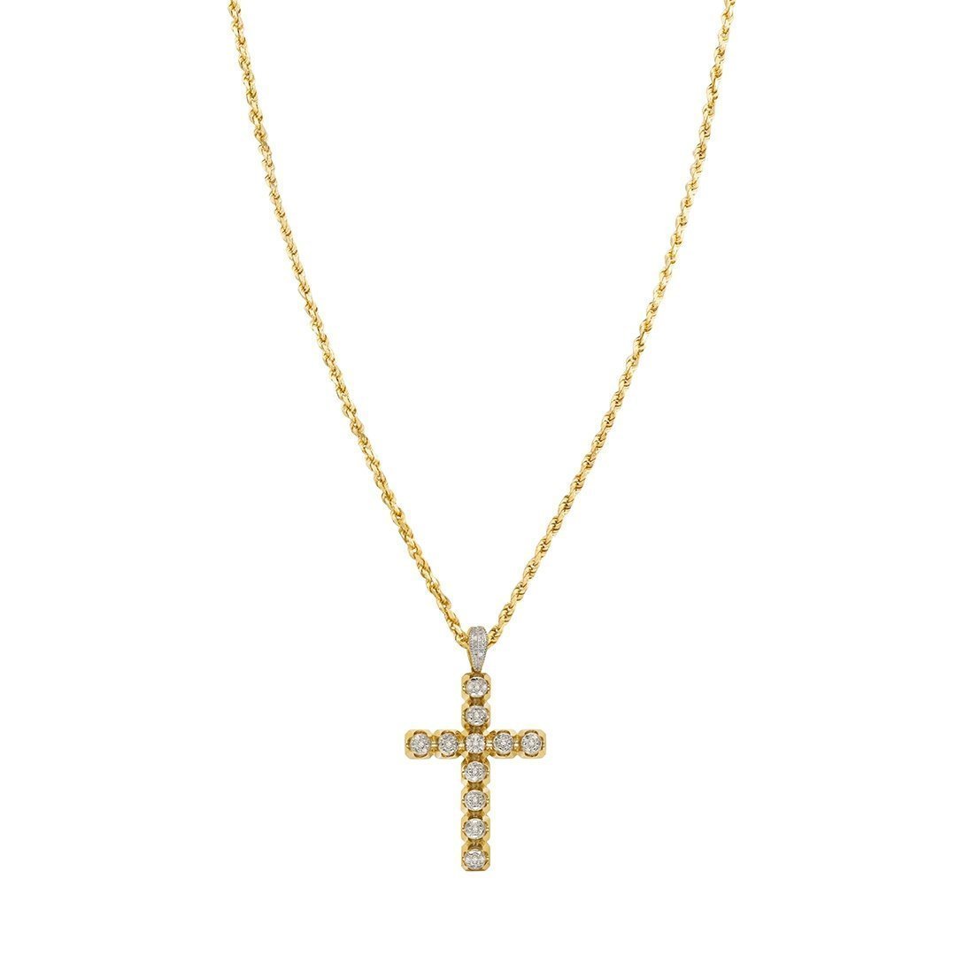 Yellow Diamond Cross Pendant in 10k Yellow Gold 0.15 Ctw